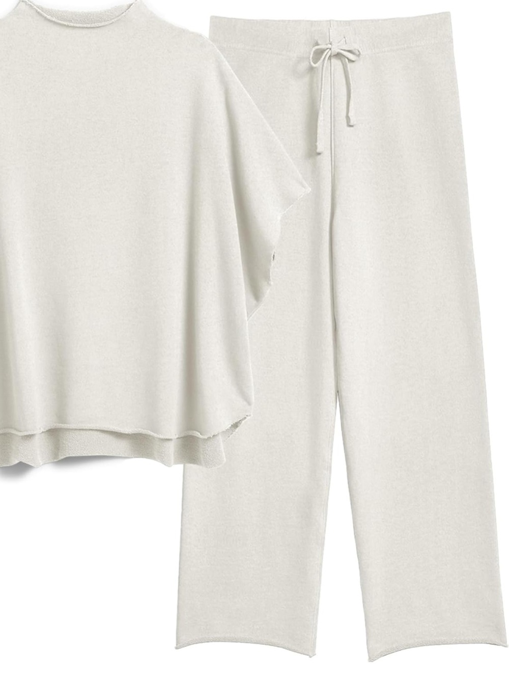 Heather Sports Gray White Wide Leg Sweatpants